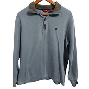 IZOD Men's Light Blue‎ 1/4 Zip Gray Collared Shirt Size Medium